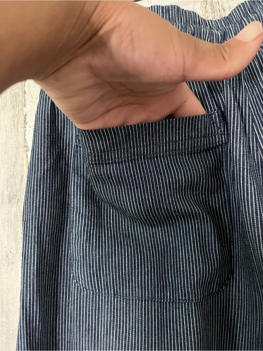 ee:some Los Angeles Washed Pinstripe Tie Waist Wide Leg Pants Small NWT - Picture 12 of 12